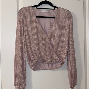 Shimmer Crop Long Sleeve Top - Nordstrom